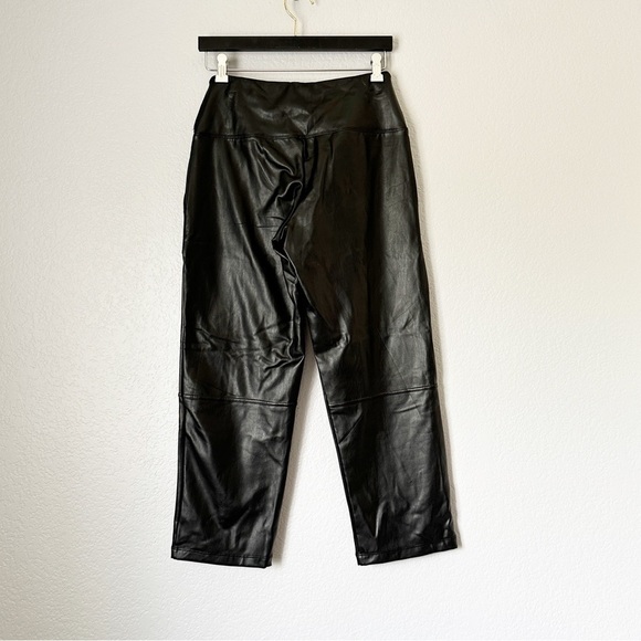 JOIE High Tie Waist Straight Crop Faux Vegan Leather Pants Small - Picture 4 of 7